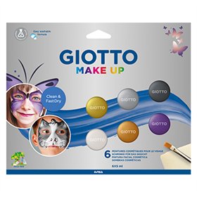 Pintura Facial Pincel Esponja Giotto Metalizadas 6 Cores
