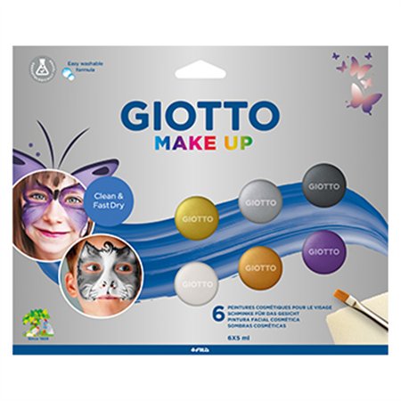 Pintura Facial Pincel Esponja Giotto Metalizadas 6 Cores