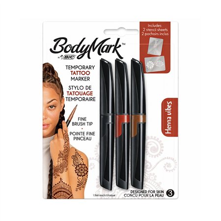 Marcador Tatuagens Temporárias BIC Henna Vibes 3 Cores