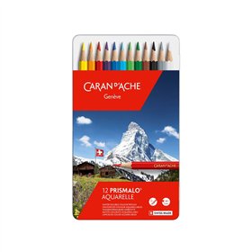 Lápis Cor Aguarelável 12un Cx Metal Caran DAche Prismalo
