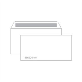 Envelopes 110x220mm DL s/janela Branco 090g Autodex 500un