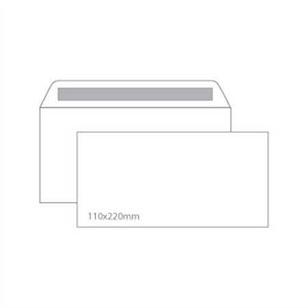 Envelopes 110x220mm DL s/janela Branco 090g Autodex 500un