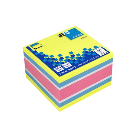 Bloco Notas Aderentes 075x075mm 4 Cores Cubo 450 Folhas