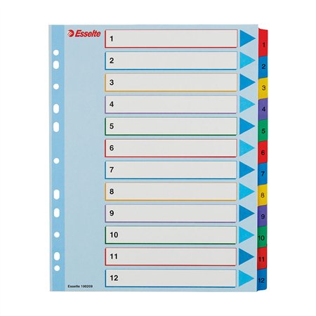 Separadores A4 Extra Largo Cartolina Regravável (1 a 12)