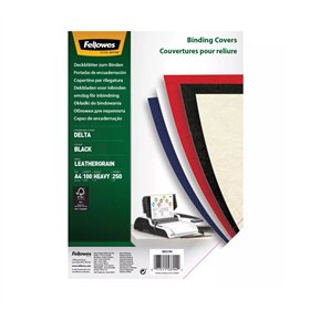 Capa Encadernação A4 250g Delta Couro Preto 100un