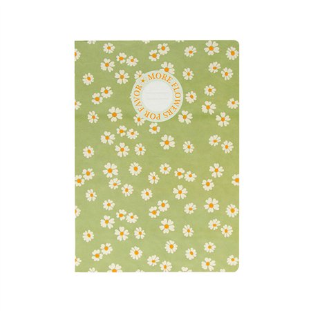 Caderno Agrafado A4 Quadriculado FLOWERS Verde 48Fls 1un
