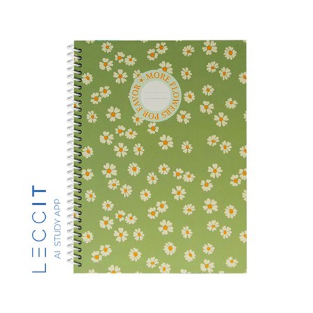 Caderno Espiral A4 Pautado FLOWERS Verde 80Fls 1un
