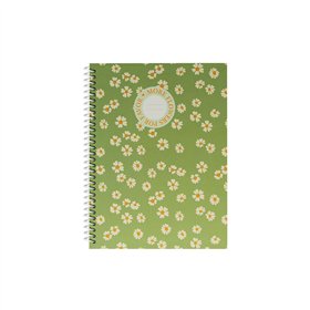 Caderno Espiral A5 Pautado FLOWERS Verde 80Fls 1un