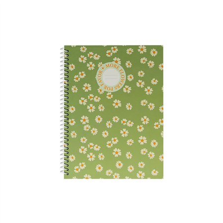 Caderno Espiral A5 Pautado FLOWERS Verde 80Fls 1un