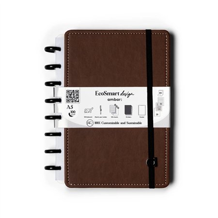 Caderno EcoSmart A5 PU Ambar Castanho 100g 100Fls