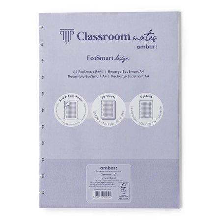 Recarga Caderno EcoSmart Ambar A4 Quadriculado 50Fls