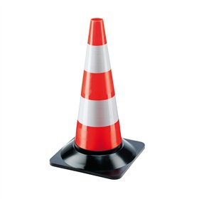 Cone Sinalização Branco e Laranja com Base Preta 50cm