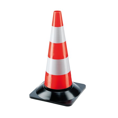 Cone Sinalização Branco e Laranja com Base Preta 50cm