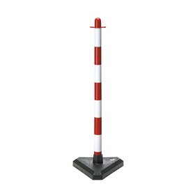 Poste Plástico Sinalização Desmontável Branco e Vermelho
