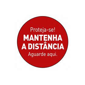 Sinalética MANTENHA A DISTÂNCIA Vinil Portas 347x347mm