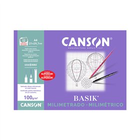 Papel Milimétrico 100g A4 Canson Basik Minipack 12Fls