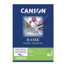 Papel Vegetal A4 90g Canson Basik Bloco 24Fls