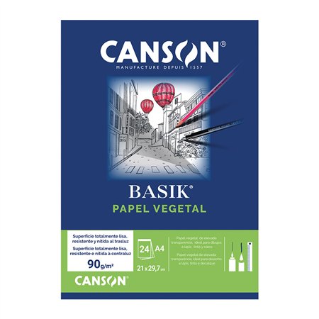 Papel Vegetal A4 90g Canson Basik Bloco 24Fls