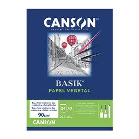 Papel Vegetal A3 90g Canson Basik Bloco 24Fls