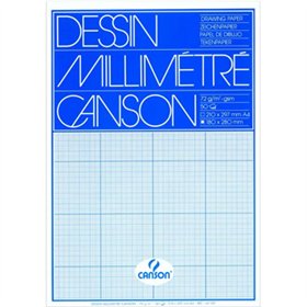 Papel Milimétrico 90g A4 Canson 50 Folhas