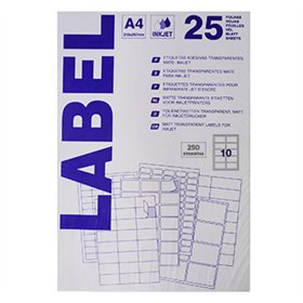 Etiquetas 096x050,8mm 25Fls InkJet Transparente Mate 250un