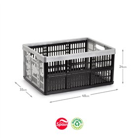 Caixa Dobrável Arrumação Plástica 48x35x24cm 32L Prata