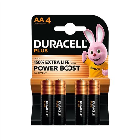 Pilhas AA LR06 Alcalinas 1.5V Power Boost Duracell Plus 4un