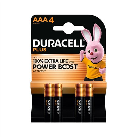 Pilhas AAA LR03 Alcalinas 1.5V Power Boost Duracell Plus 4un