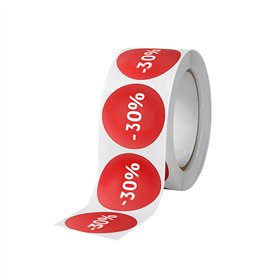Etiquetas Promocionais Redondas -30% 400un Vermelho