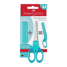 Tesoura 13cm Faber-Castell Grip Proteção Azul Turquesa