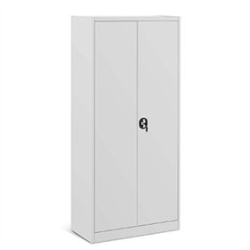 Armario Portas Bater 4 Prateleiras Fechadura Rotativa Cinza