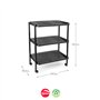 Sapateira c/ Rodas 3 Prateleiras 50,5x30,5x62,5cm Preto