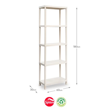 Estante 5 Prateleiras Stack 30x60x180cm Bege