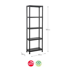 Estante 5 Prateleiras Stack 30x60x180cm Preto
