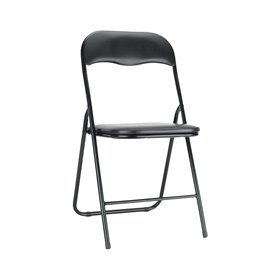 Cadeira Dobrável Semi-Pele Preto