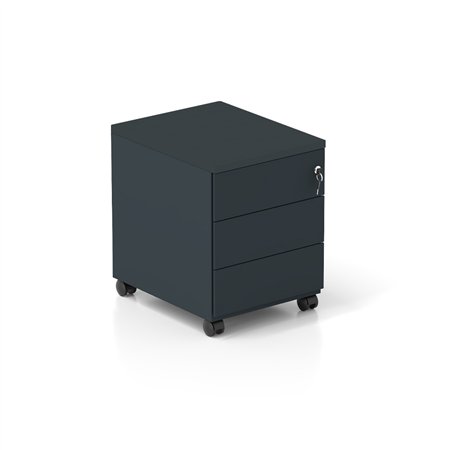Bloco Rodado de 3 Gavetas com Rodas 420x530x580mm Preto