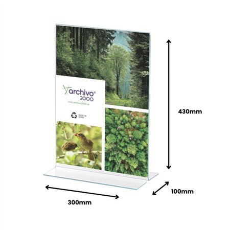 Expositor Mesa 100x300x430mm A3 em T Vertical