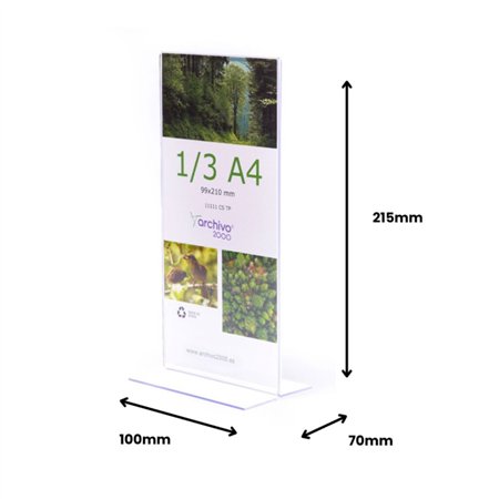 Expositor Mesa 070x100x215mm 1/3 A4 em T Vertical