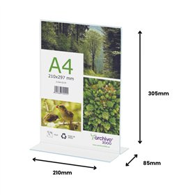 Expositor Mesa 085x210x305mm A4 em T Vertical