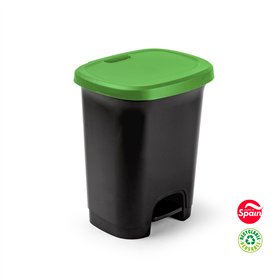 Contentor 27L Plástico Preto Tampa Verde com Pedal