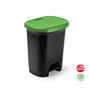 Contentor 27L Plástico Preto Tampa Verde com Pedal