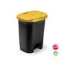 Contentor 27L Plástico Preto Tampa Amarela com Pedal