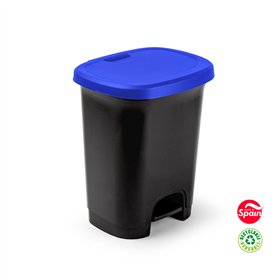 Contentor 27L Plástico Preto Tampa Azul com Pedal