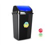 Contentor 50L Plástico Tampa Basculante Preto/Azul