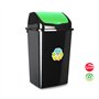 Contentor 50L Plástico Tampa Basculante Preto/Verde