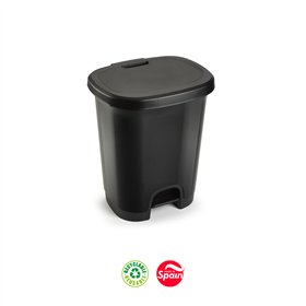 Contentor 27L Plástico Preto Tampa Preta com Pedal
