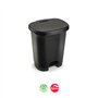 Contentor 27L Plástico Preto Tampa Preta com Pedal