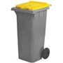 Contentor 120L Plástico 2 Rodas Fundo Preto Tampa Amarelo