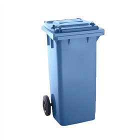 Contentor 120L Plástico 2 Rodas Azul Tampa Azul