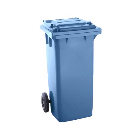 Contentor 120L Plástico 2 Rodas Azul Tampa Azul